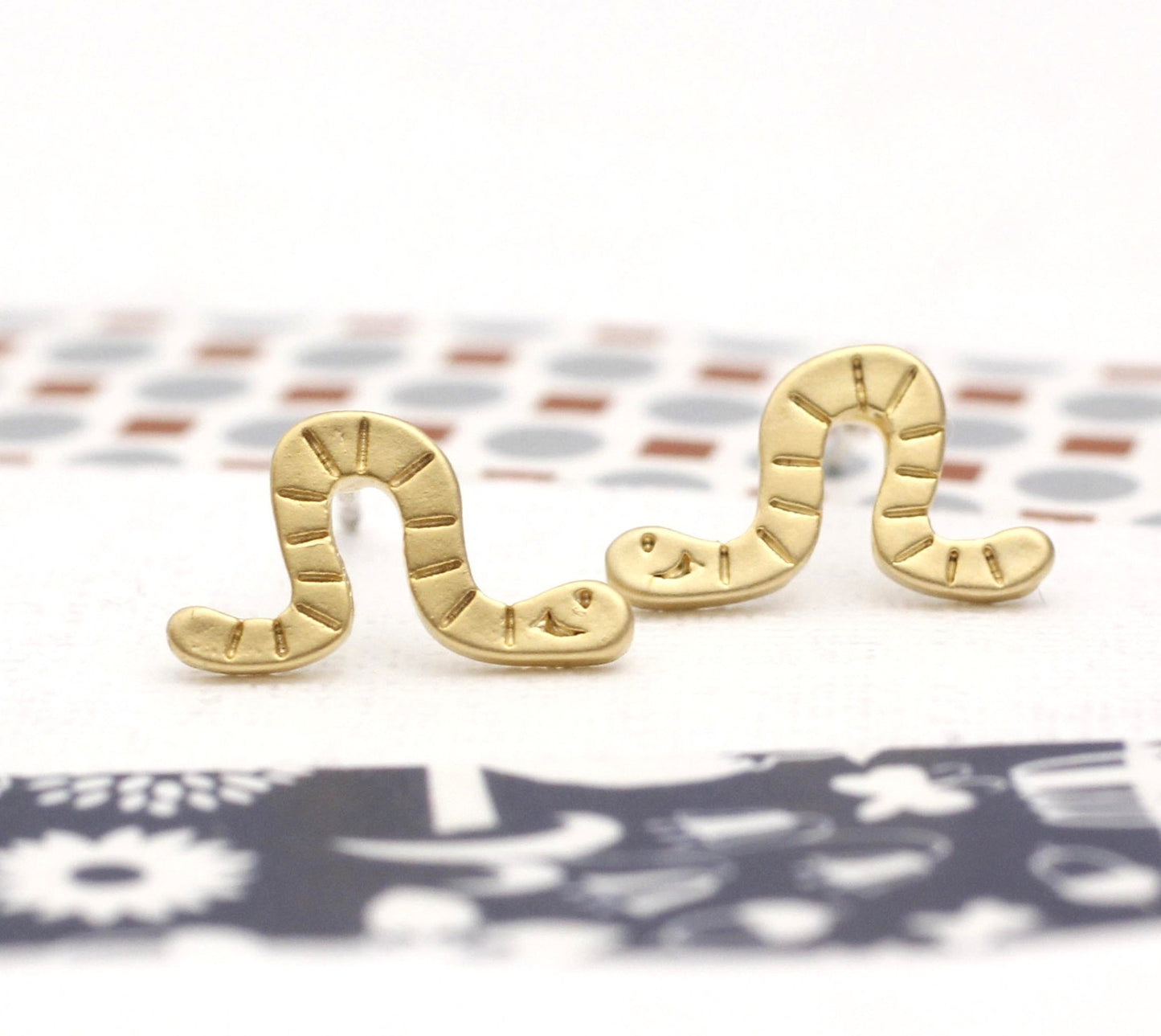 cute and unique Worm post earrings( gold /silver)