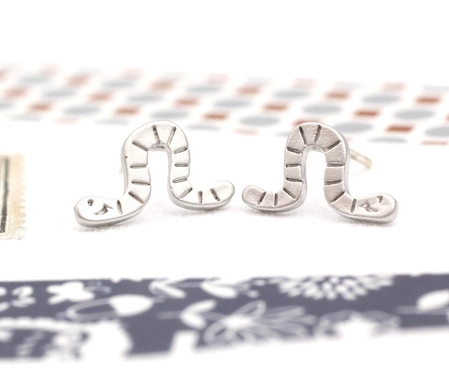 cute and unique Worm post earrings( gold /silver)