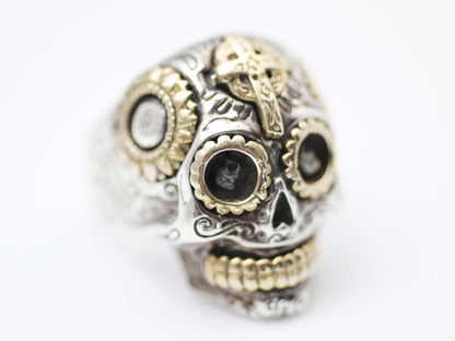 925 sterling silver Steampunk skull ring Statement Skull ring, Mens Biker Ring ,Mens Skull Ring, R1040S