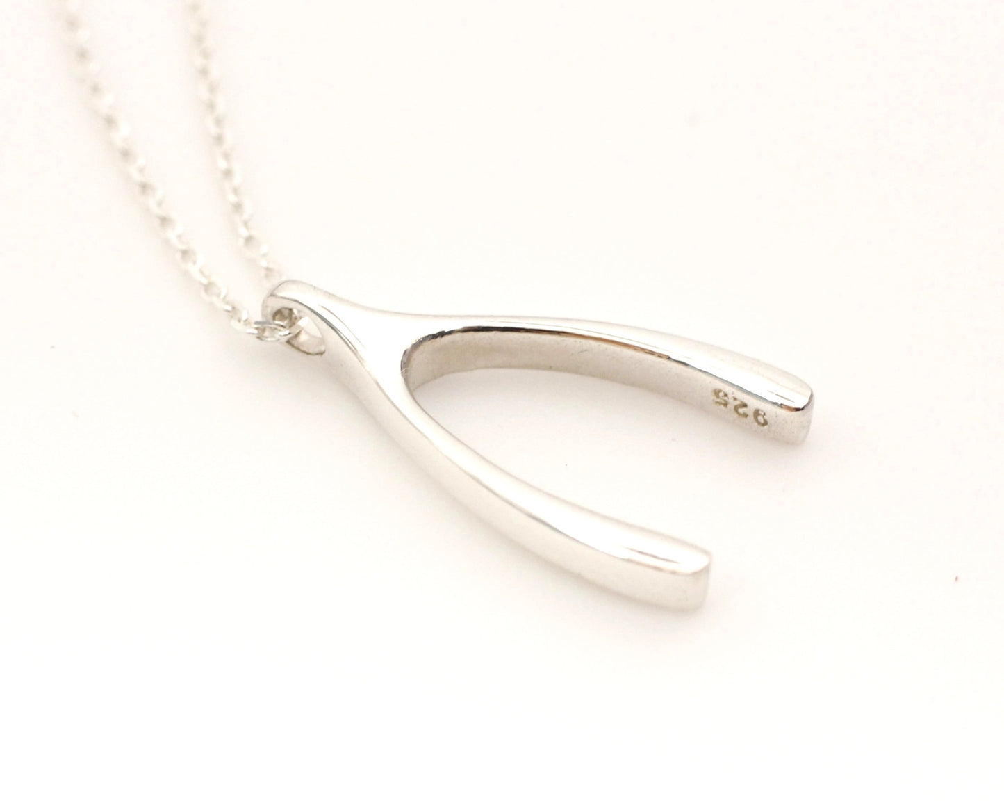 925 Sterling Silver Dainty Lucky Wishbone necklace