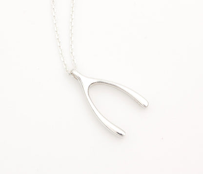 925 Sterling Silver Dainty Lucky Wishbone necklace