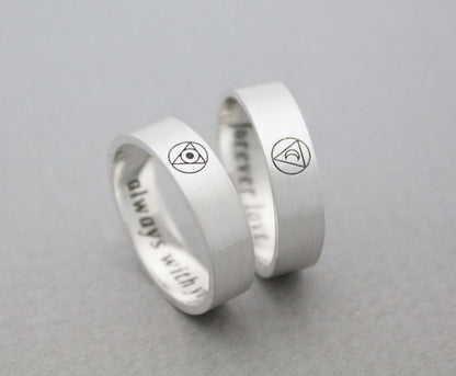 925 sterling silver Sun and Moon Ring ,Couple Rings,Custom Personalized Initial Ring