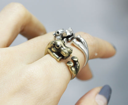 Cute Hippo Wrap adjustable Ring