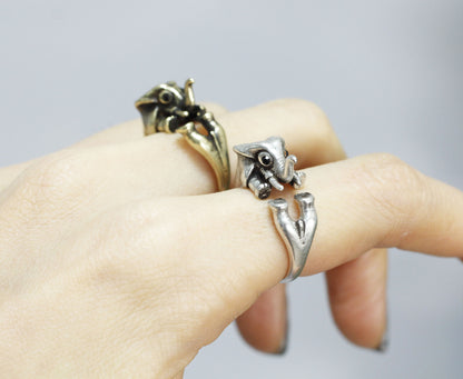 Cute Elephant Adjustable Wrap Ring, R0340S