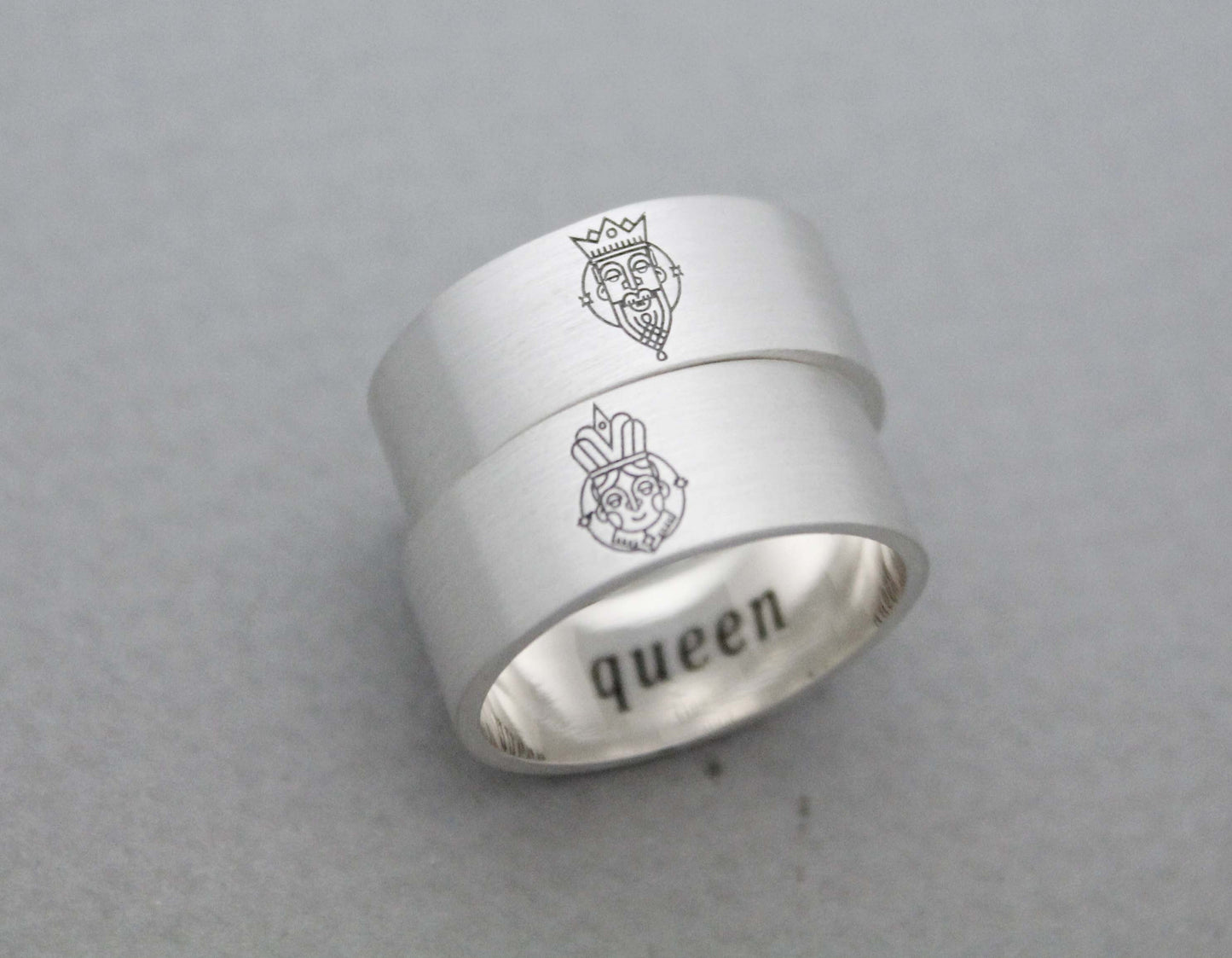 925 sterling silver Queen and King Ring ,Couple Rings,Custom Personalized Initial Ring