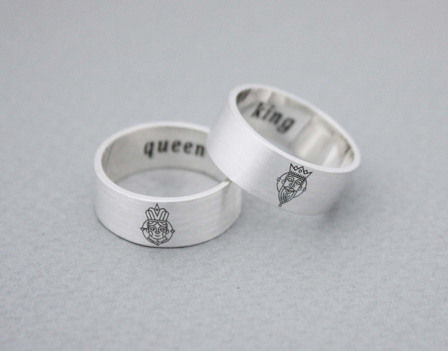 925 sterling silver Queen and King Ring ,Couple Rings,Custom Personalized Initial Ring