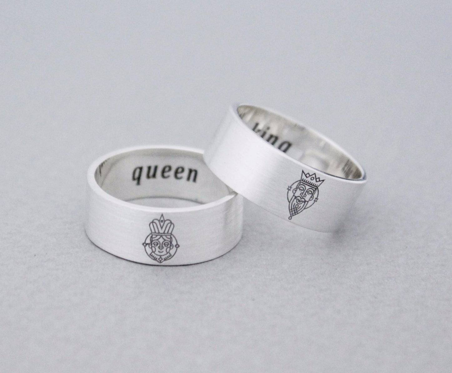 925 sterling silver Queen and King Ring ,Couple Rings,Custom Personalized Initial Ring