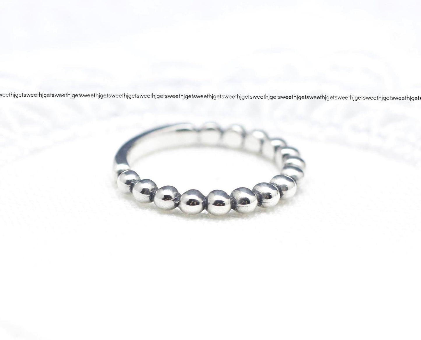 925 Sterling Silver Ball Chain Stacking Ring