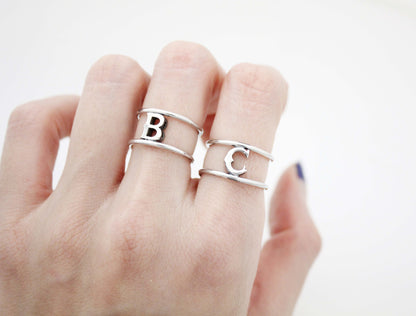 925 sterling silver Antique Initial ring, Letter Ring, Monogram Ring,R0989S