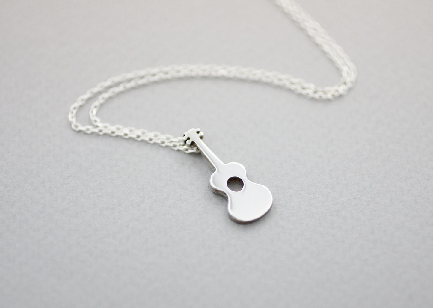 925 Sterling Silver Acoustic Guitar Charm Necklace, Musician Necklace, Music Instrument Necklace