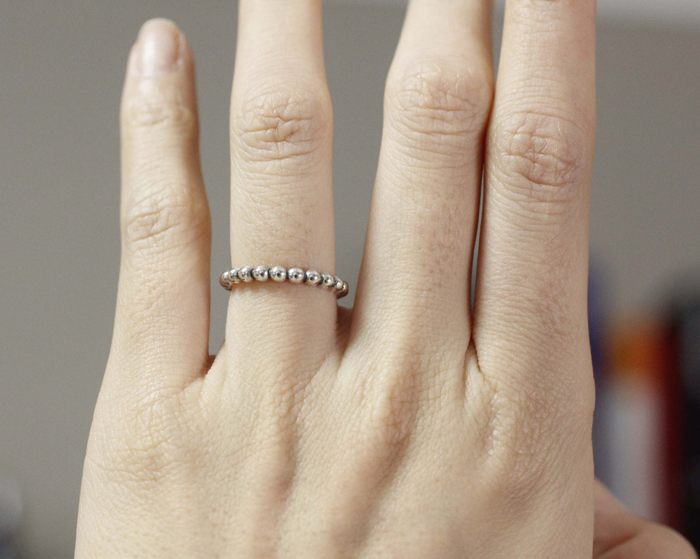 925 Sterling Silver Ball Chain Stacking Ring