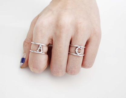 925 sterling silver Antique Initial ring, Letter Ring, Monogram Ring,R0989S
