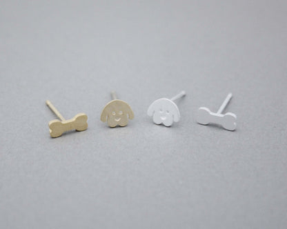 Puppy and Bone Stud Earrings in 2 colors