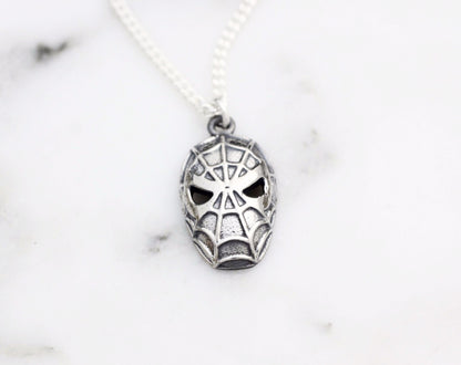 925 sterling silver Spiderman Mask pendant necklace