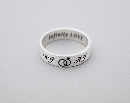 925 sterling silver Infinity and Initials ,Engraved Couples Ring,Engagement ring, Custom Personalized Initial Ring (up to 9 characters), R0997S