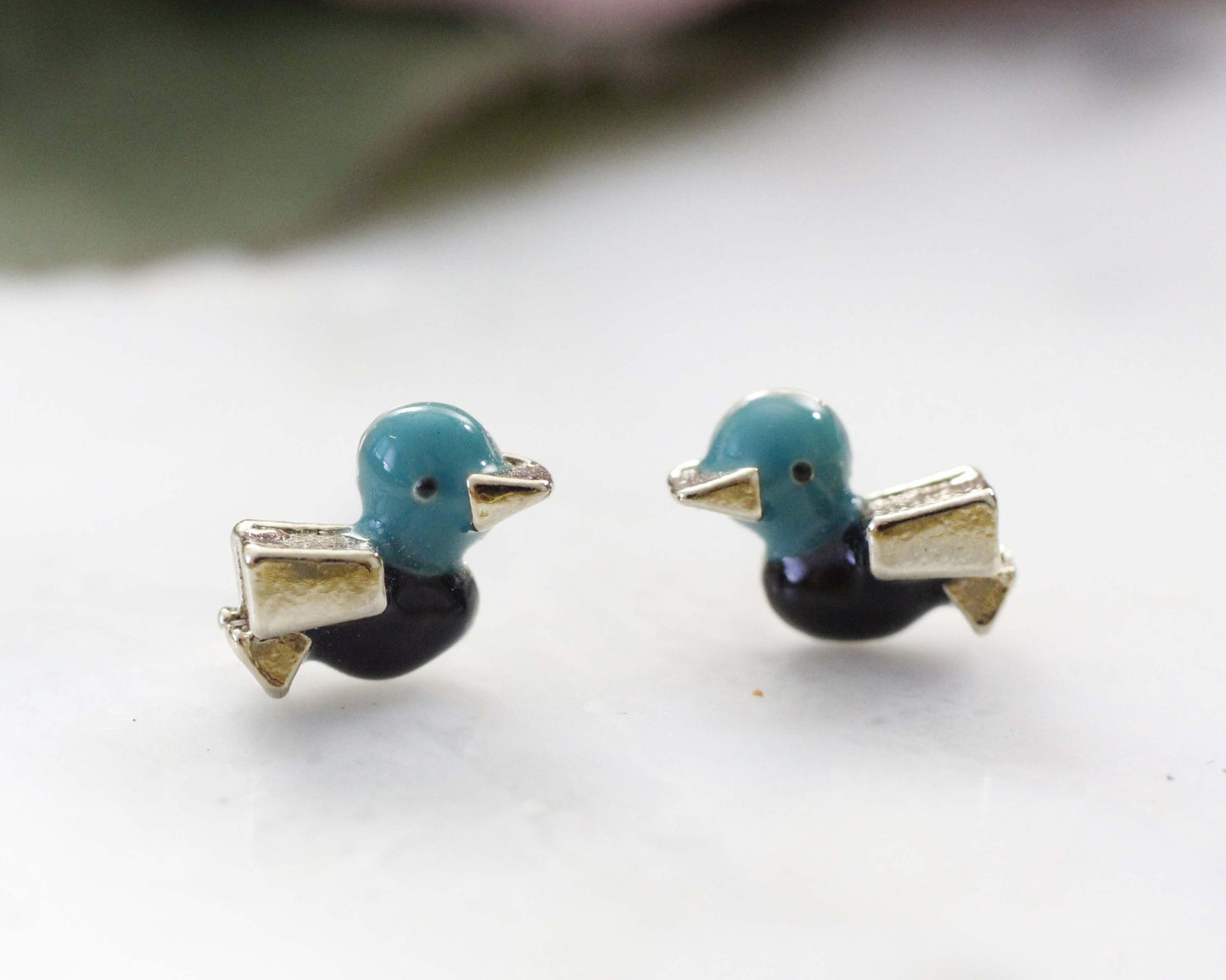 Tiny Tweet Bird enamel Stud earrings
