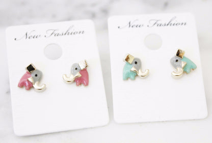 Tiny Cute elephant enamel Stud earrings