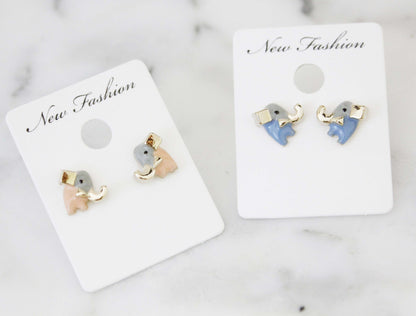 Tiny Cute elephant enamel Stud earrings