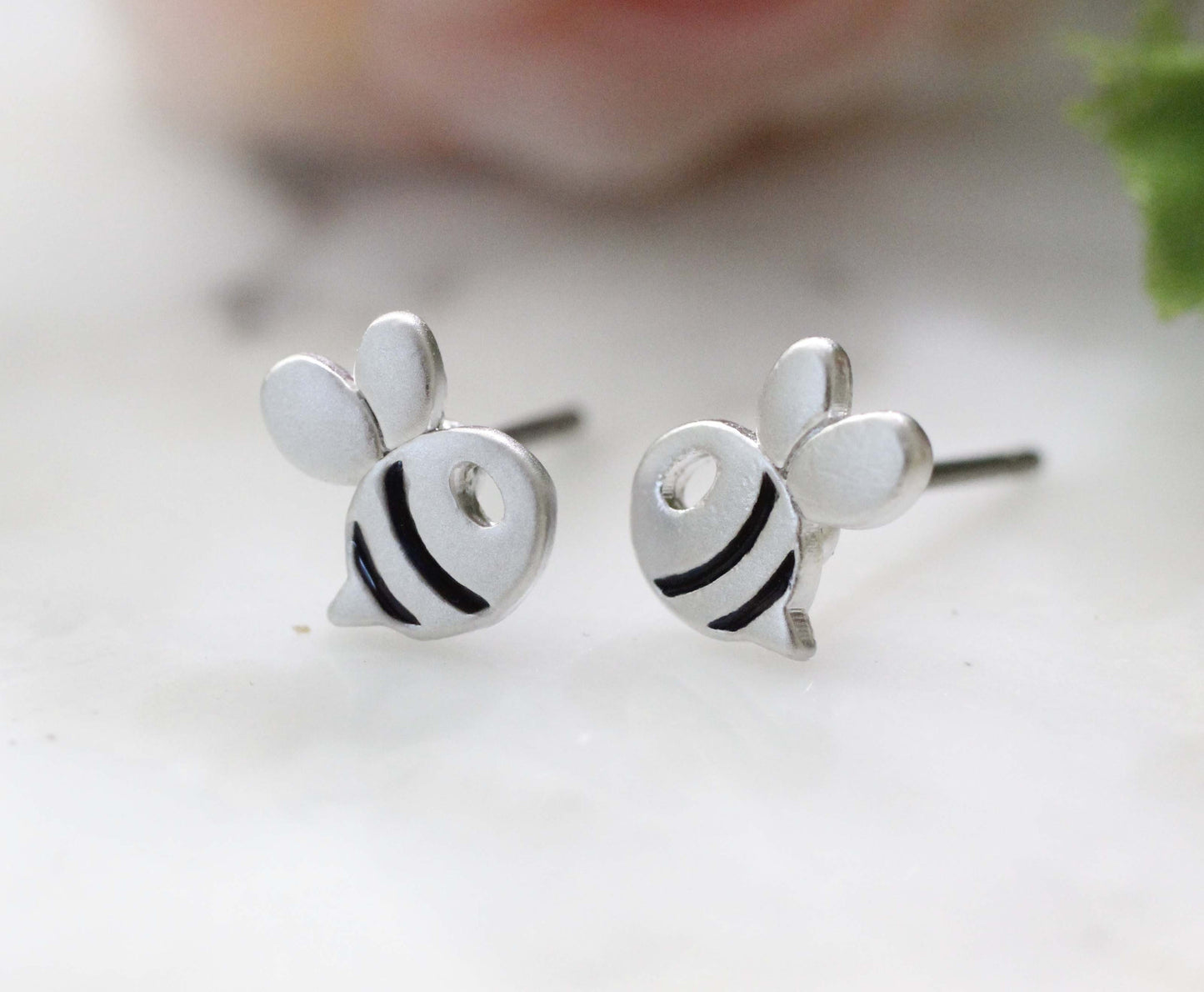 Cute Honeybee stud earrings, Bee earrings in 2 colors