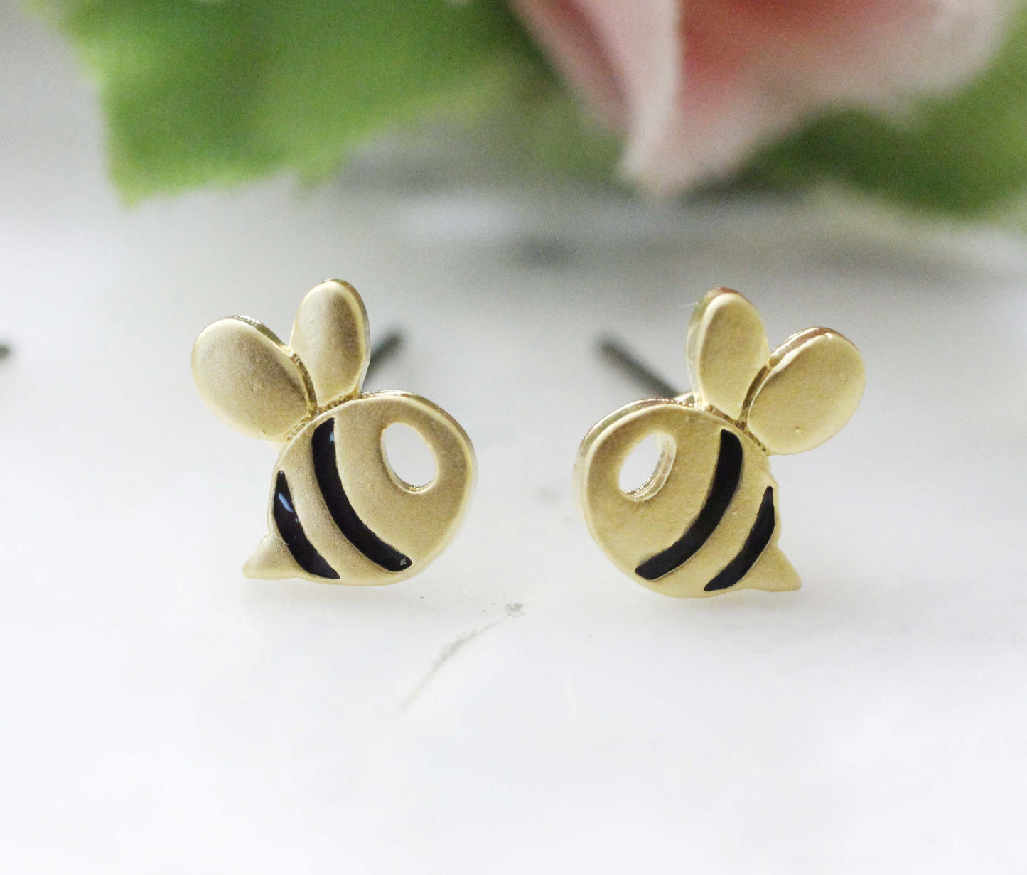 Cute Honeybee stud earrings, Bee earrings in 2 colors