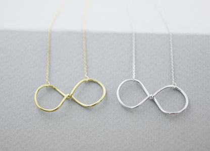 925 Sterling Silver Big Infinity statement Necklace in 3 colors