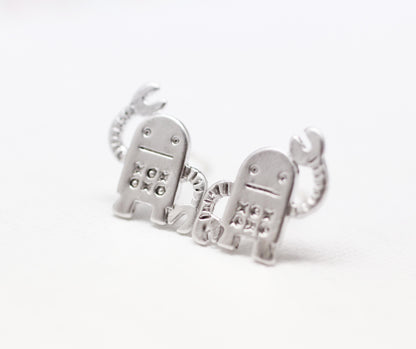 cute and unique robot post earrings( gold /silver)