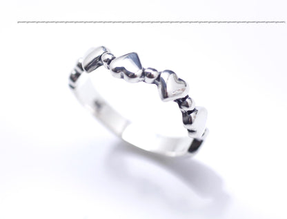 925 Sterling Silver Delicate Heart Line  ring-2