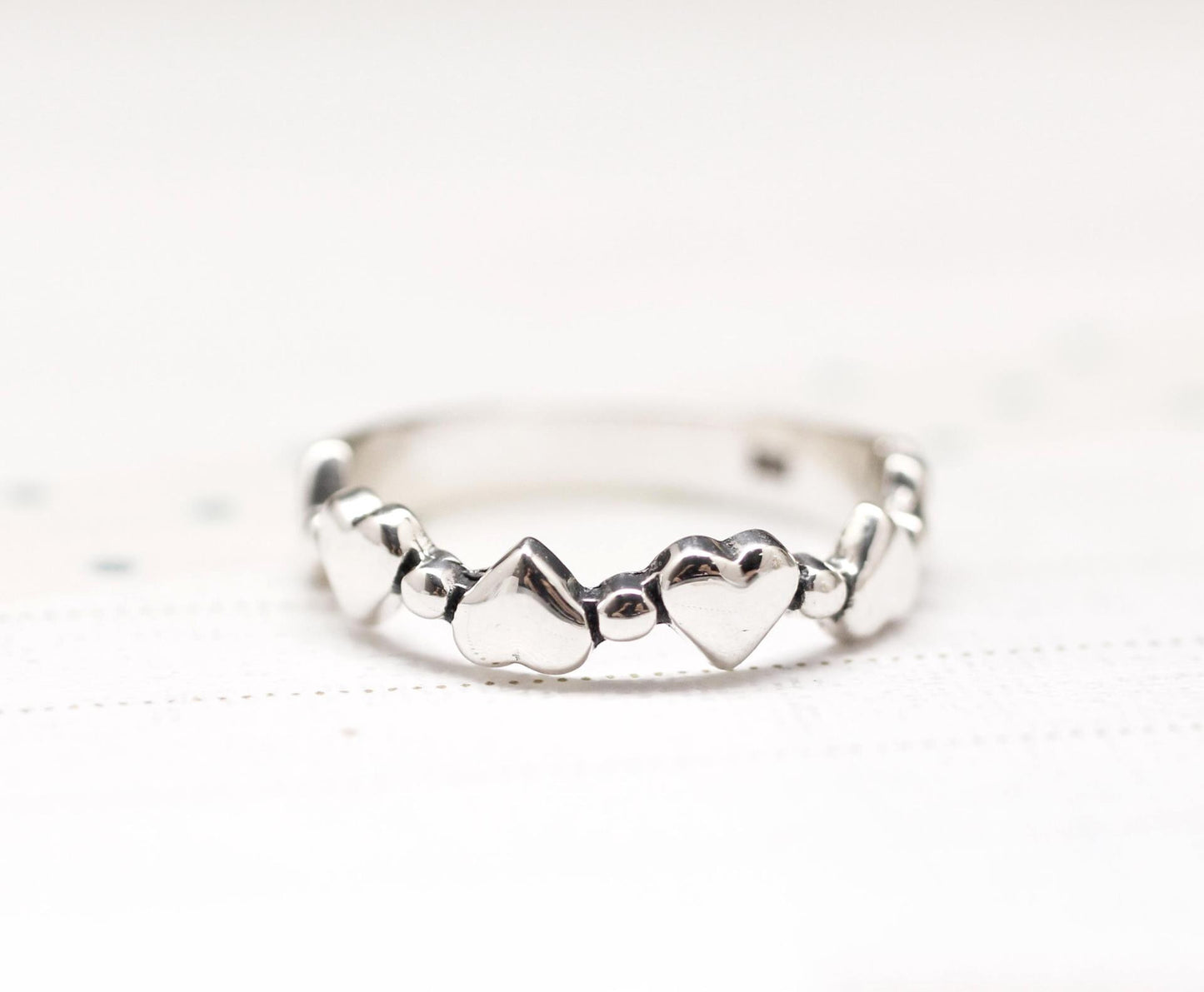 925 Sterling Silver Delicate Heart Line  ring-2