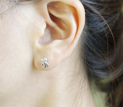 Cute Honeybee stud earrings, Bee earrings in 2 colors