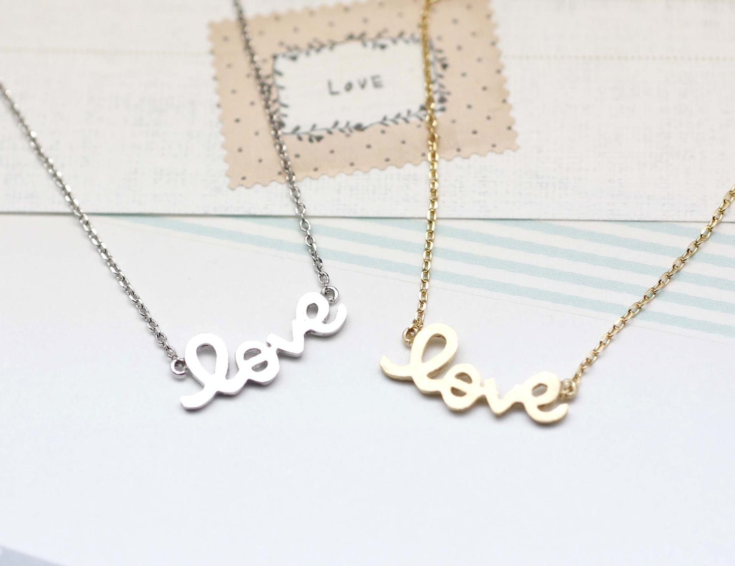 925 sterling silver LOVE charm Necklace