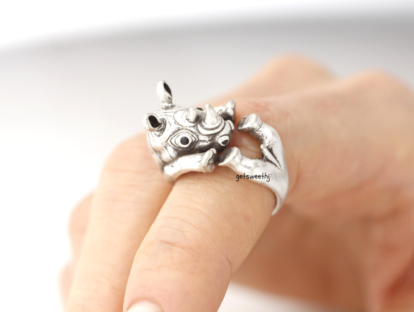 Cute Rhinoceros Wrap adjustable Ring, R0257S