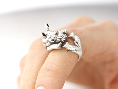 Cute Rhinoceros Wrap adjustable Ring, R0257S