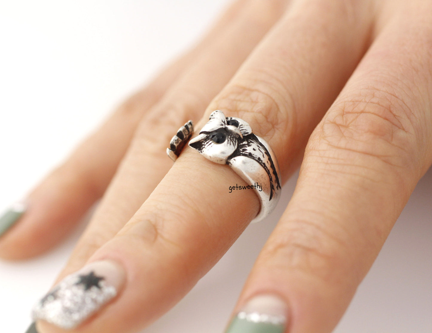 Cute owl Wrap Ring in burnished brass antique silver