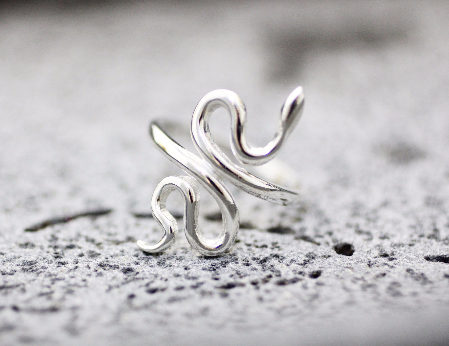 925 Sterling Silver Snake Statement Ring , Knuckle Ring Stacking Ring