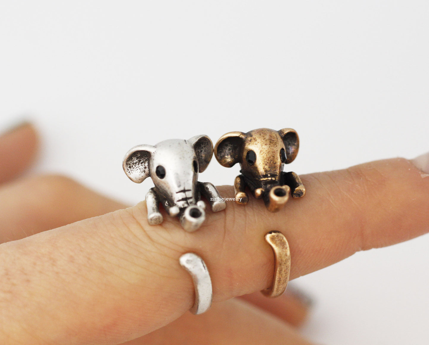 Cute Baby Elephant Adjustable Wrap Ring ,statement ring , knuckle ring