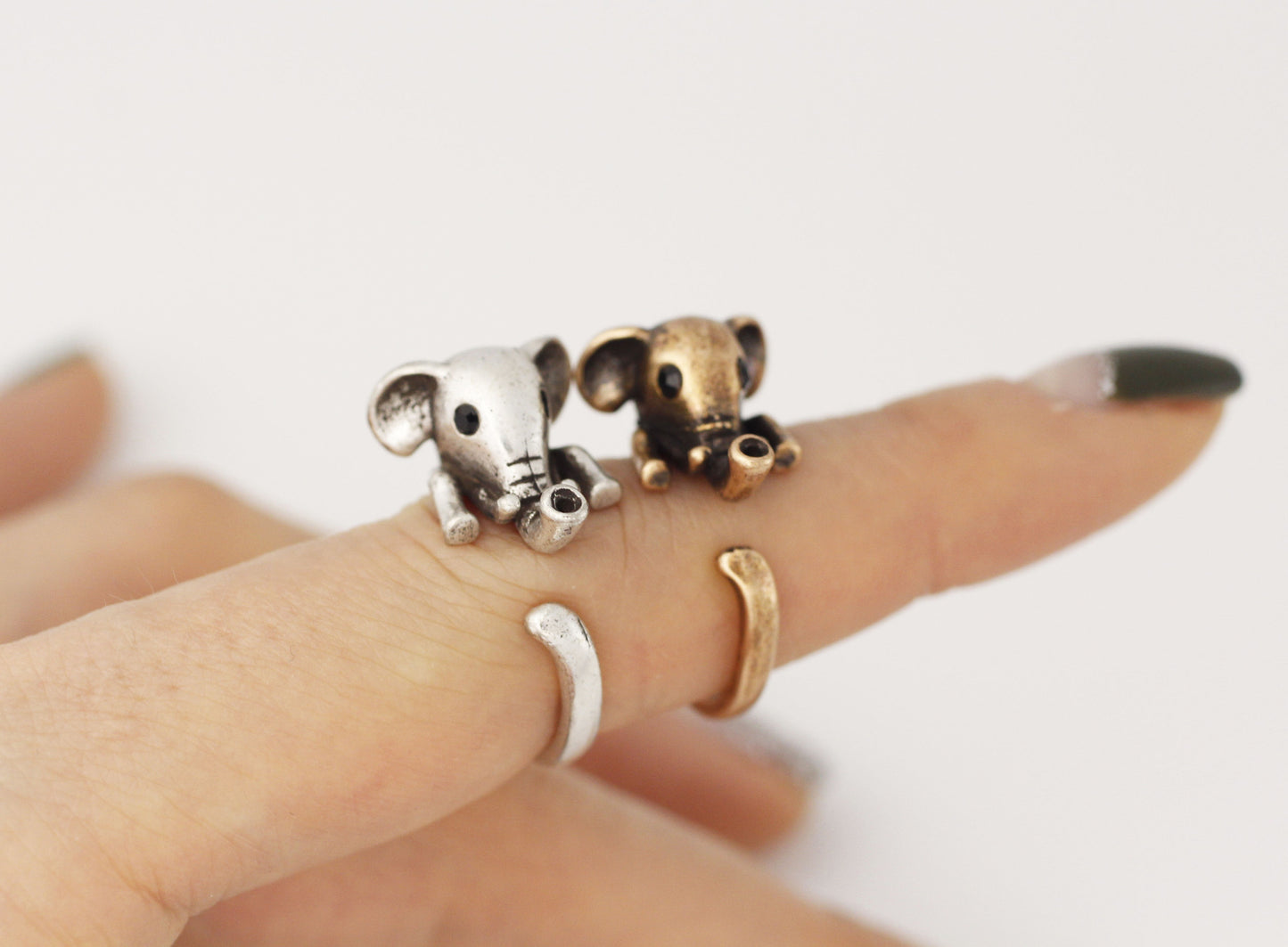 Cute Baby Elephant Adjustable Wrap Ring ,statement ring , knuckle ring