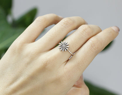 925 sterling silver Big Daisy flower statement  ring