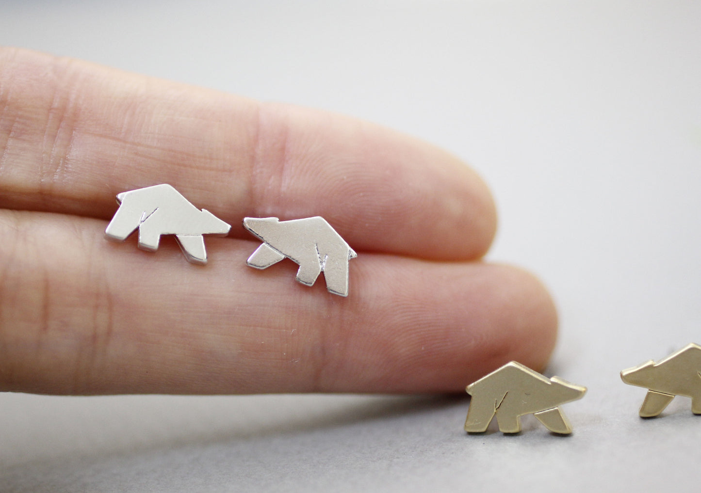 Cute Tiny Polar Bear earrings, White Bear earrings, Cute Bear earrings in 2 colors