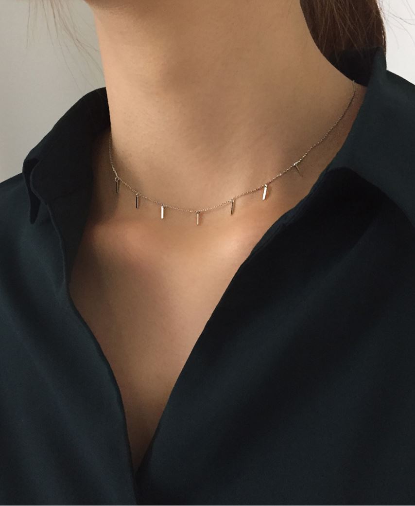 925 Sterling Silver Tiny bars Necklace, Wedding Necklace, layering necklace, simple sticks necklace