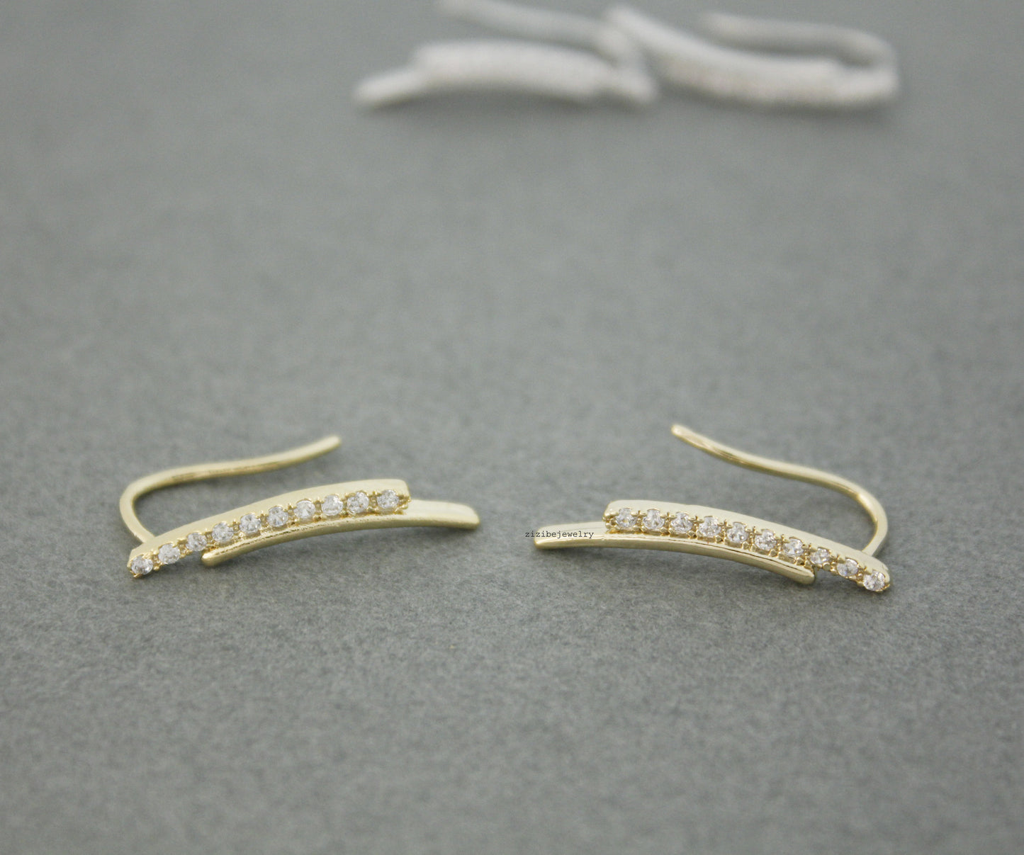 Cubic Curved Long Bar Ear pin, Double lines ear pin ,Bar cubic Ear Crawler,Bar cubic Ear cuff