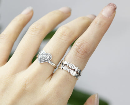 925 Sterling Silver Delicate Big Heart ring