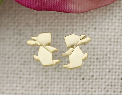 Cute Origami Animals Stud Earrings (Puppy, Rabbit, Bird, Elephant, Llama)