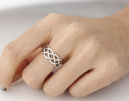 925 Sterling Silver Twisted Helix Pattern Infinity simbol Ring