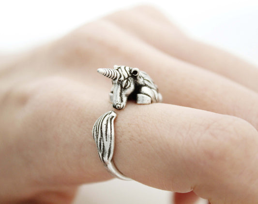 Cute Unicorn ring , animal wrap ring ,R1014S