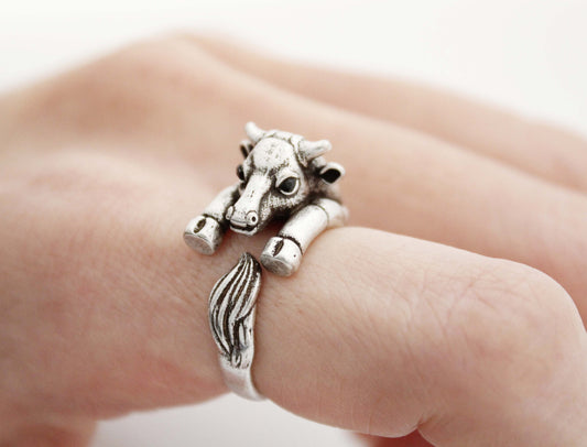 Cute Cow ring , Bull Ring , animal wrap ring ,R1015S