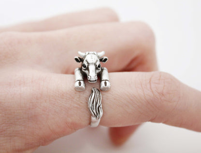 Cute Cow ring , Bull Ring , animal wrap ring ,R1015S