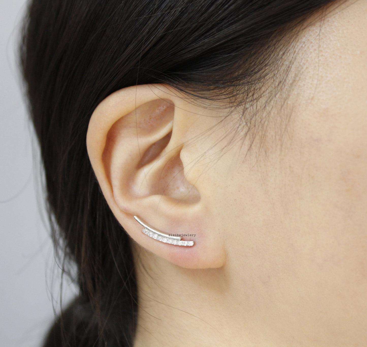 Cubic Curved Long Bar Ear pin, Double lines ear pin ,Bar cubic Ear Crawler,Bar cubic Ear cuff