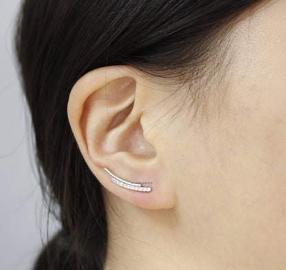 Cubic Curved Long Bar Ear pin, Double lines ear pin ,Bar cubic Ear Crawler,Bar cubic Ear cuff