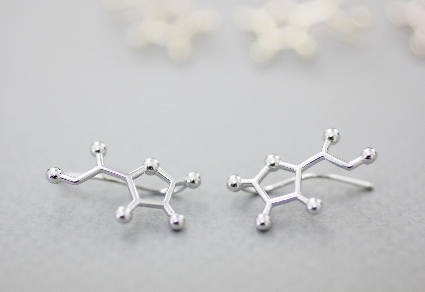 Vitamin C Molecule Ear climber earrings, Vitamin Ear Crawler earrings