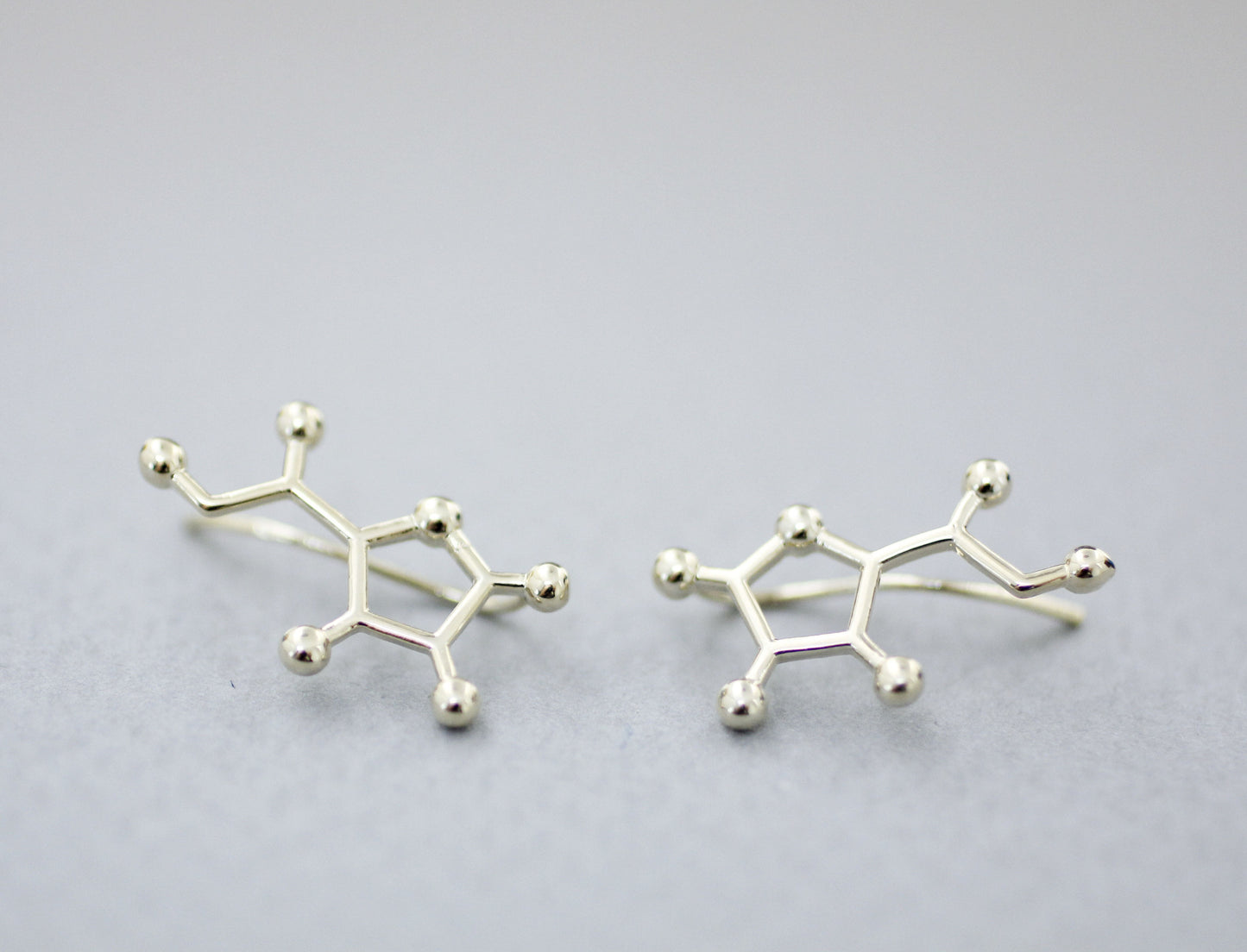 Vitamin C Molecule Ear climber earrings, Vitamin Ear Crawler earrings